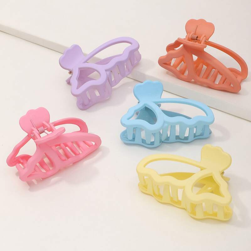 

5pcs Solid Hair Claw, Multicolor