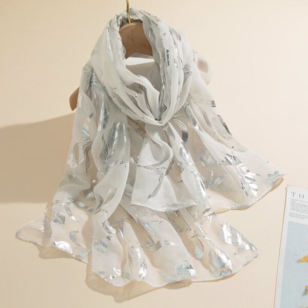 

Flower Pattern Scarf, White