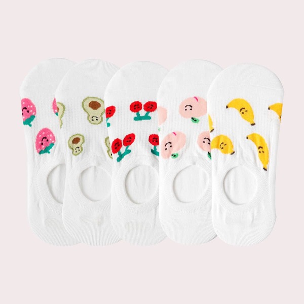 

5pairs Cartoon Graphic Invisible Socks, Multicolor