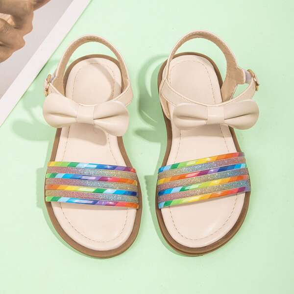 

Toddler Girls Bow Decor Multicolored Sandals, Multicolor