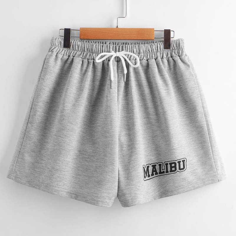 

Letter Drawstring Shorts, Light grey
