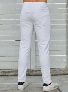 SHEIN X Louie Castro Quần Jeans Nam Túi màu trơn - trắng - Xem 5