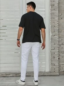 SHEIN X Louie Castro Quần Jeans Nam Túi màu trơn - trắng - Xem 7