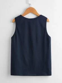 SHEIN Boys Penguin Print Tank Top - Navy Blue - View 2