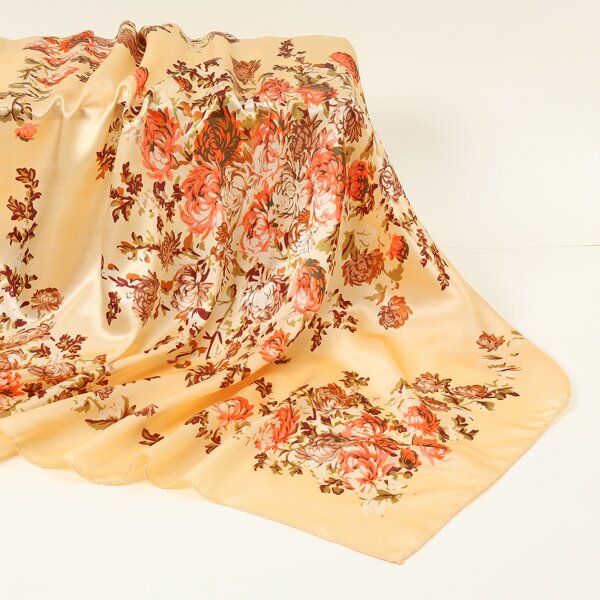 

Flower Print Scarf, Yellow