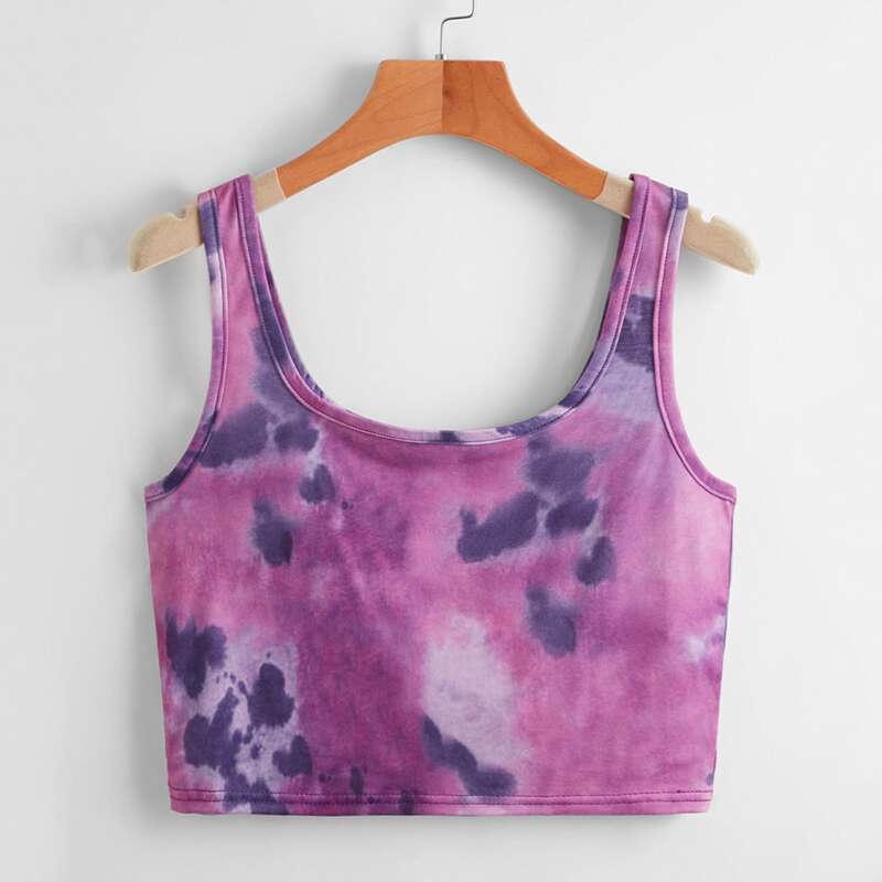 

Tie Dye Crop Tank Top, Purple