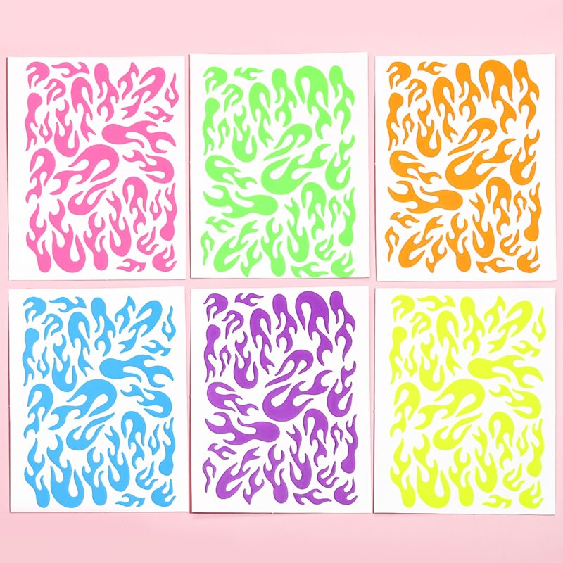 

6sheets Fire Pattern Nail Art Sticker, Yellow