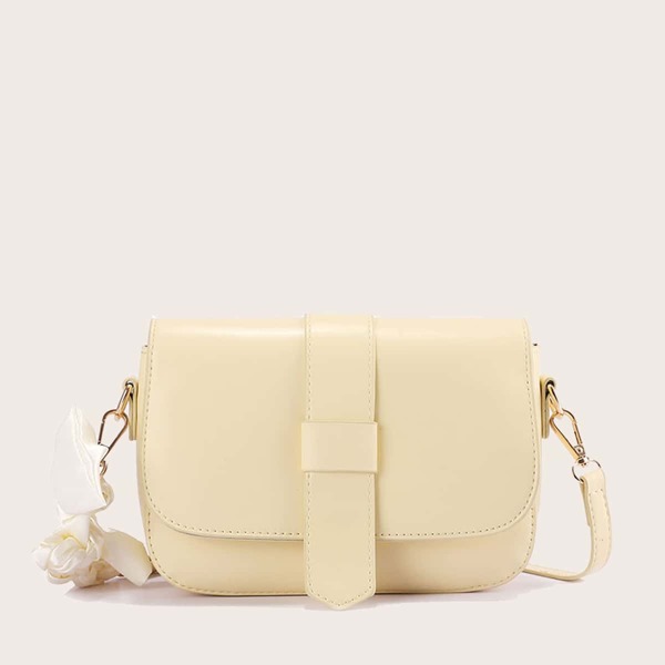 

Minimalist Lace Decor Crossbody Bag, Beige