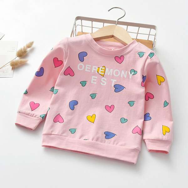 

Toddler Girls Heart And Letter Graphic Sweatshirt, Pink