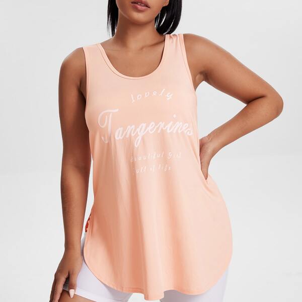 

Plus Letter Graphic Sports Tank Top, Baby pink