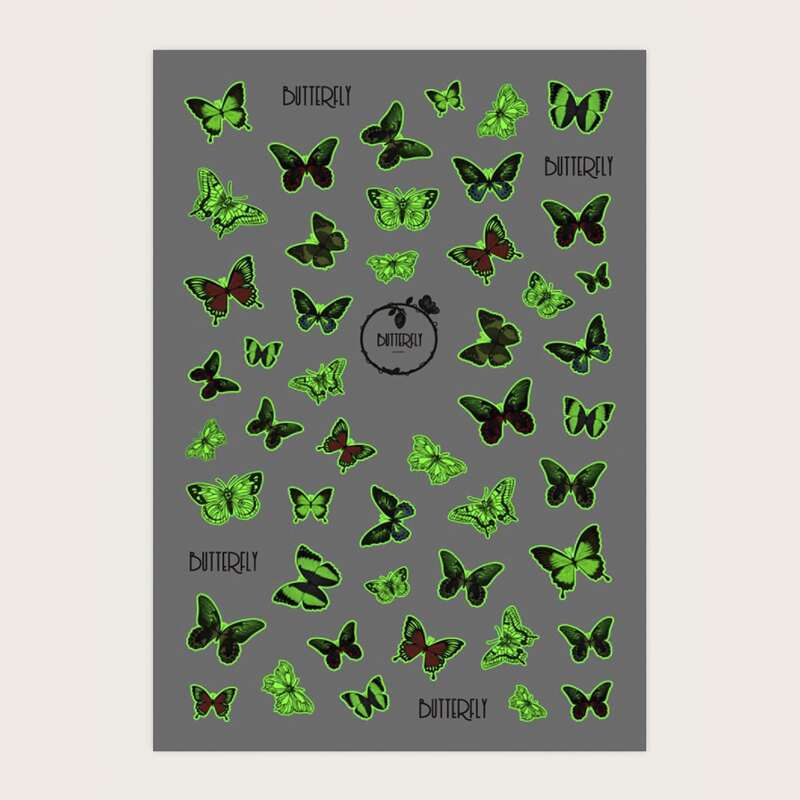 

1sheet Butterfly Luminous Nail Art Sticker, Multicolor