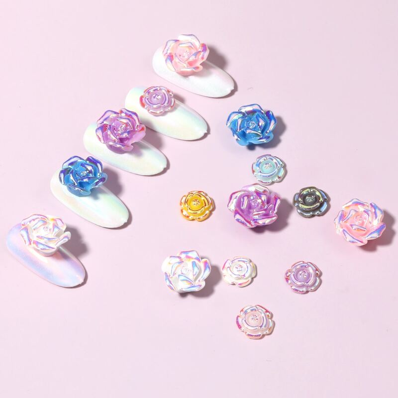 

10pcs Flower Shaped Nail Art Decoration, Pink