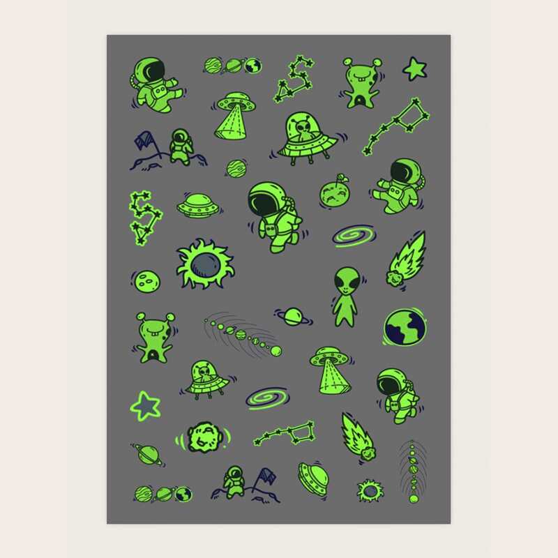 

1sheet Cartoon Space Luminous Nail Art Sticker, Multicolor