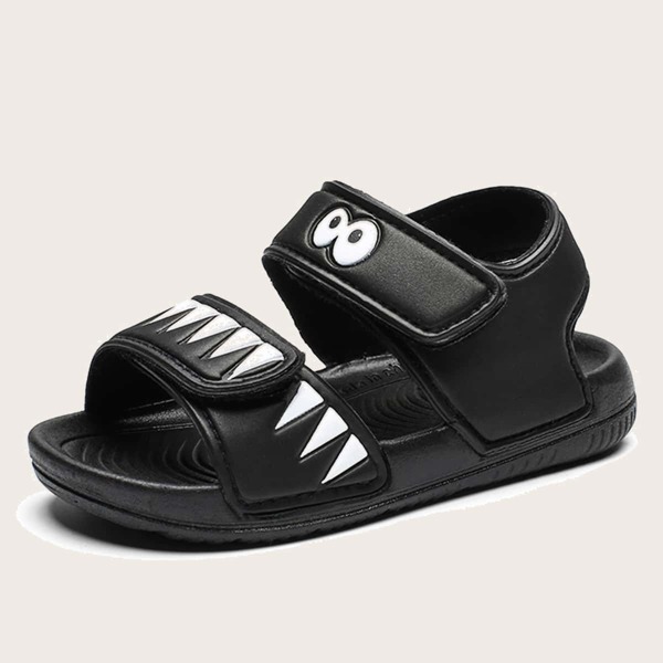 

Toddler Boys Cartoon Design Slingback Sandals, Black and white