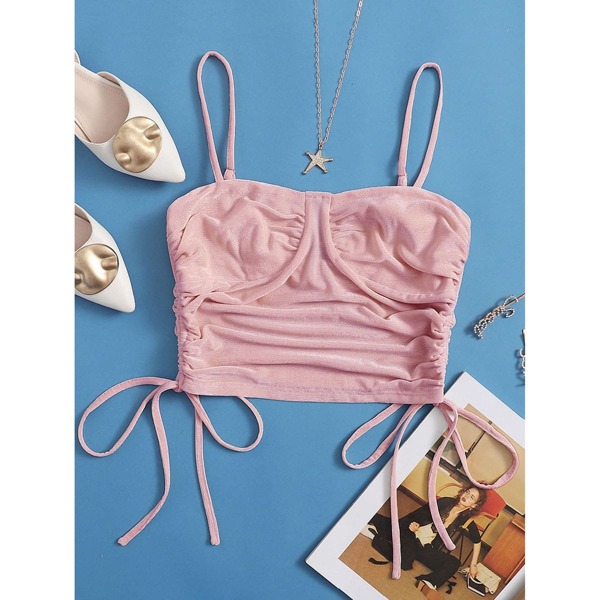 

Drawstring Side Cami Top, Pink