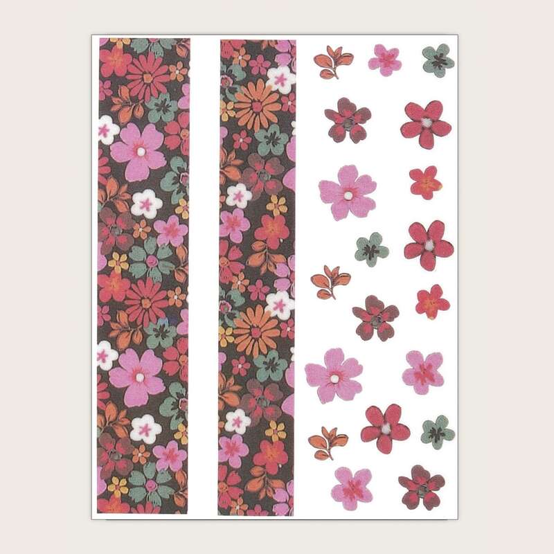 

1sheet Flower Pattern Nail Art Sticker, Multicolor