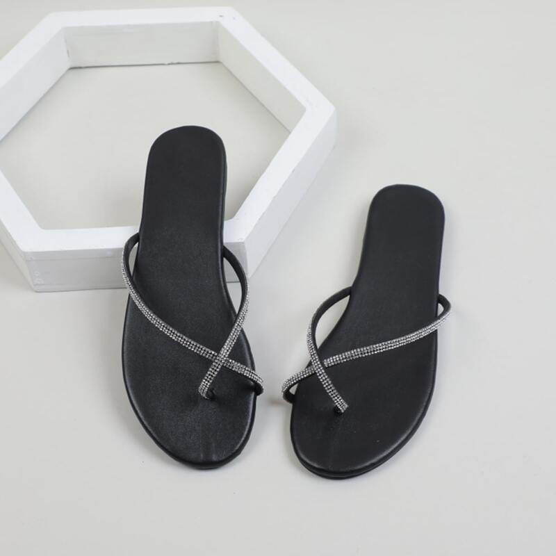 

Rhinestone Decor Thong Sandals, Silver
