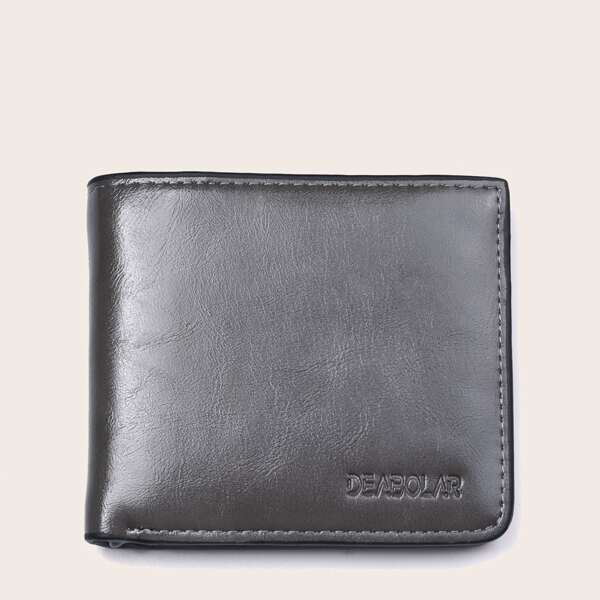 

Men Letter Embossed Fold Over Wallet, Grey