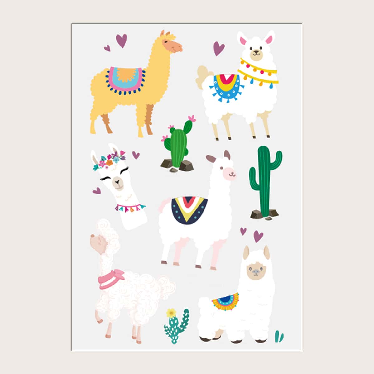 

1sheet Cartoon Alpaca Tattoo Sticker, Multicolor
