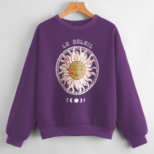 

Letter & Sun Print Pullover, Purple