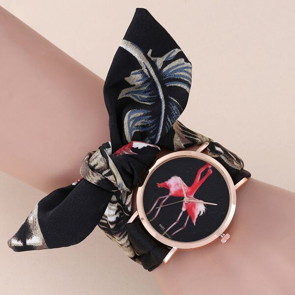

Flamingo Dial Twilly Scarf Strap Design Quartz Watch