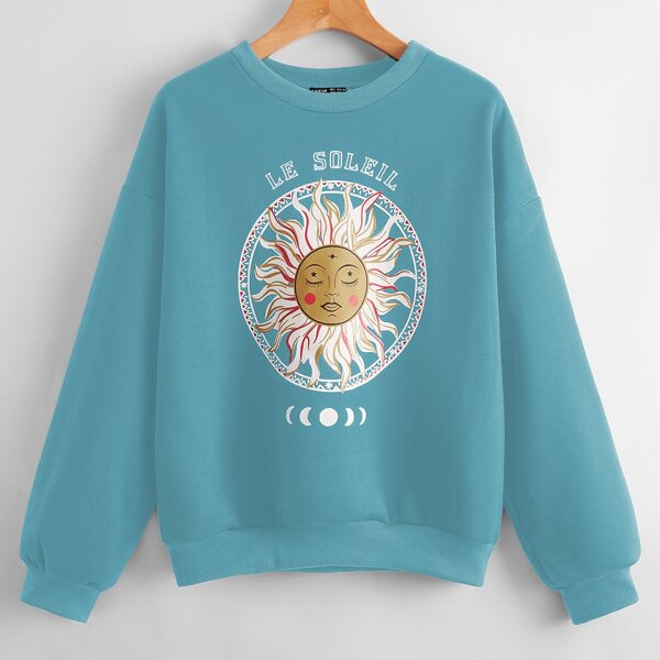 

Letter & Sun Print Pullover, Blue