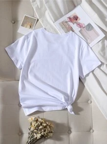 SHEIN Unity Áo thun Slogan Giải trí - trắng - Xem 2