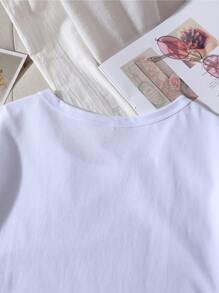 SHEIN Unity Áo thun Slogan Giải trí - trắng - Xem 3