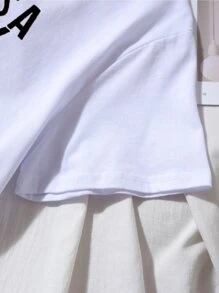 SHEIN Unity Áo thun Slogan Giải trí - trắng - Xem 4