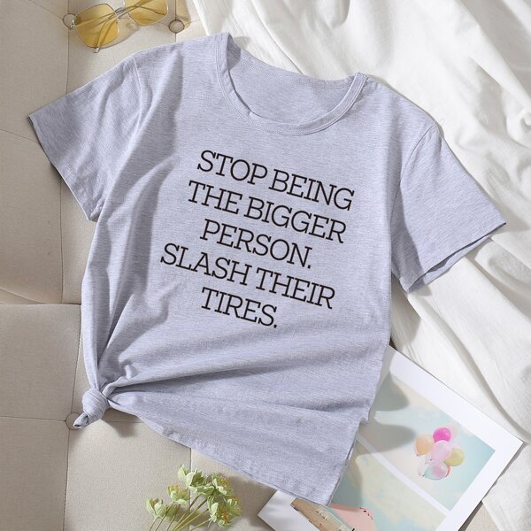 

Slogan Graphic Tee, Light grey