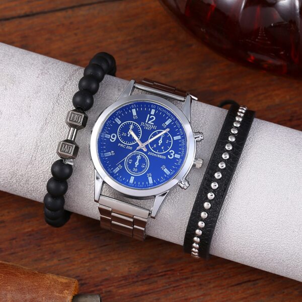 

1pc Men Triple Dial Quartz Watch & 2pcs Bracelet