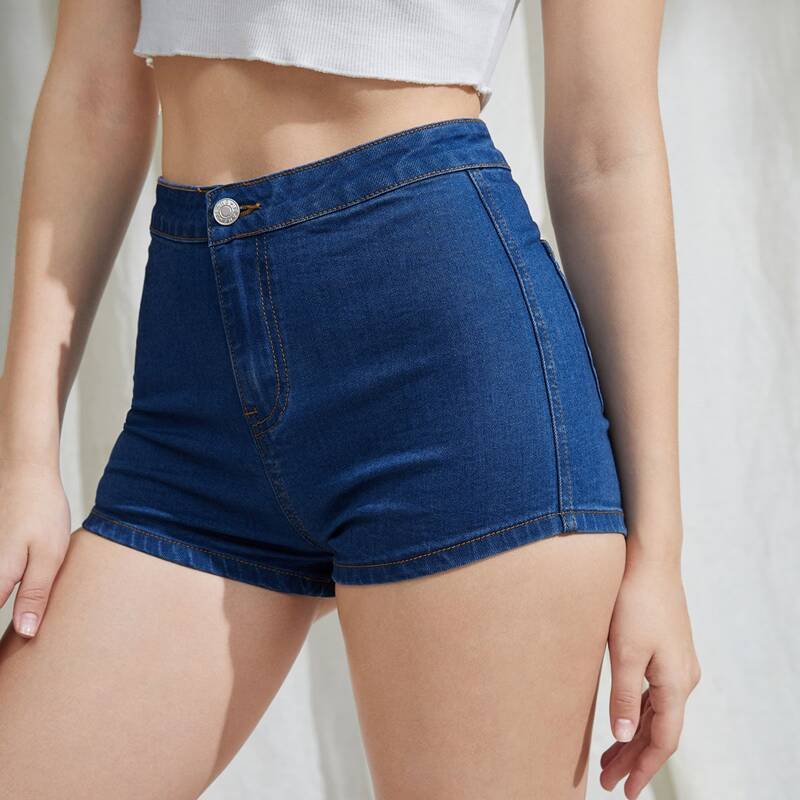

Solid Denim Shorts, Medium wash