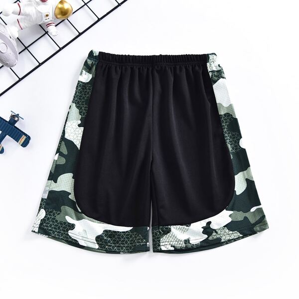 

Boys Camo Print Shorts, Black