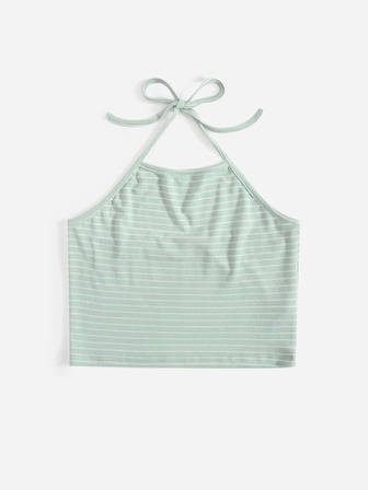 Top ras-du-cou à rayures côtelé