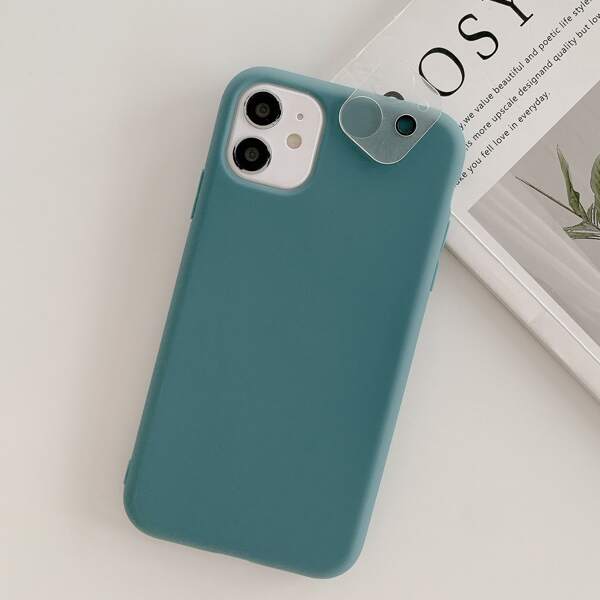 

Plain Phone Case With Camera Lens Protector Film, Blue