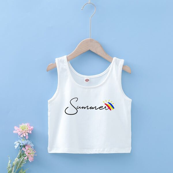 

Girls Letter Graphic Tank Top, White