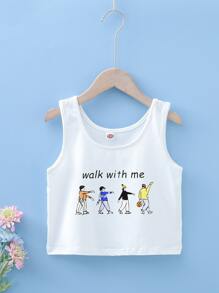 Camiseta De Tirantes Para Niña Con Impresión De Figura - Blanco - Ver 1