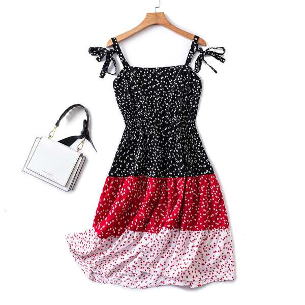 

Plus Allover Heart Print Cut And Sew Cami Dress, Multicolor