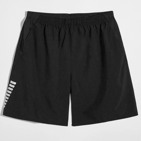 

Men Striped Side Sports Shorts, Black