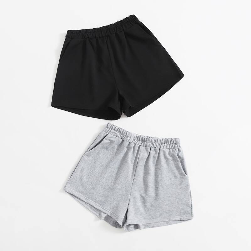 

2pcs Solid Track Shorts, Multicolor