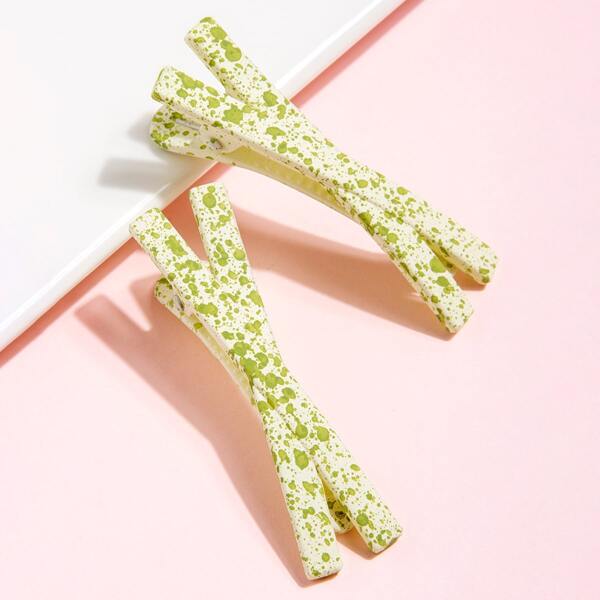 

2pcs Simple Hair Clip, Green
