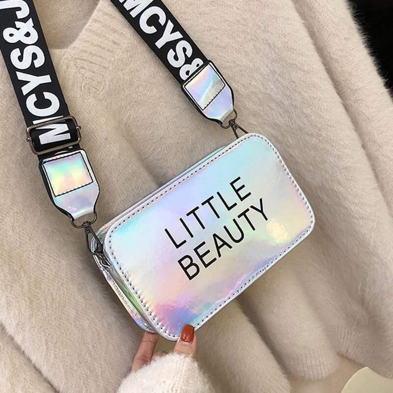 

Letter Graphic Box Bag, Silver