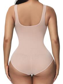 Women's Casual Comfy Dusty Pink Thong Shapewear Bodysuit With High Stretch Fabric - Dusty Pink - View 2