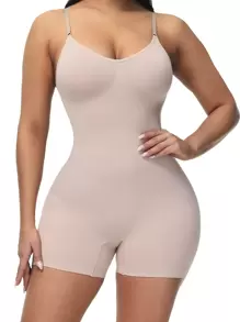 Solid Shapewear Bodysuit - Apricot - View 1