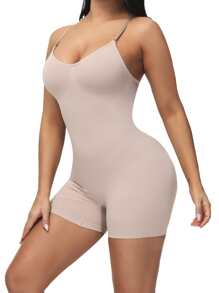 Solid Shapewear Bodysuit - Apricot - View 3