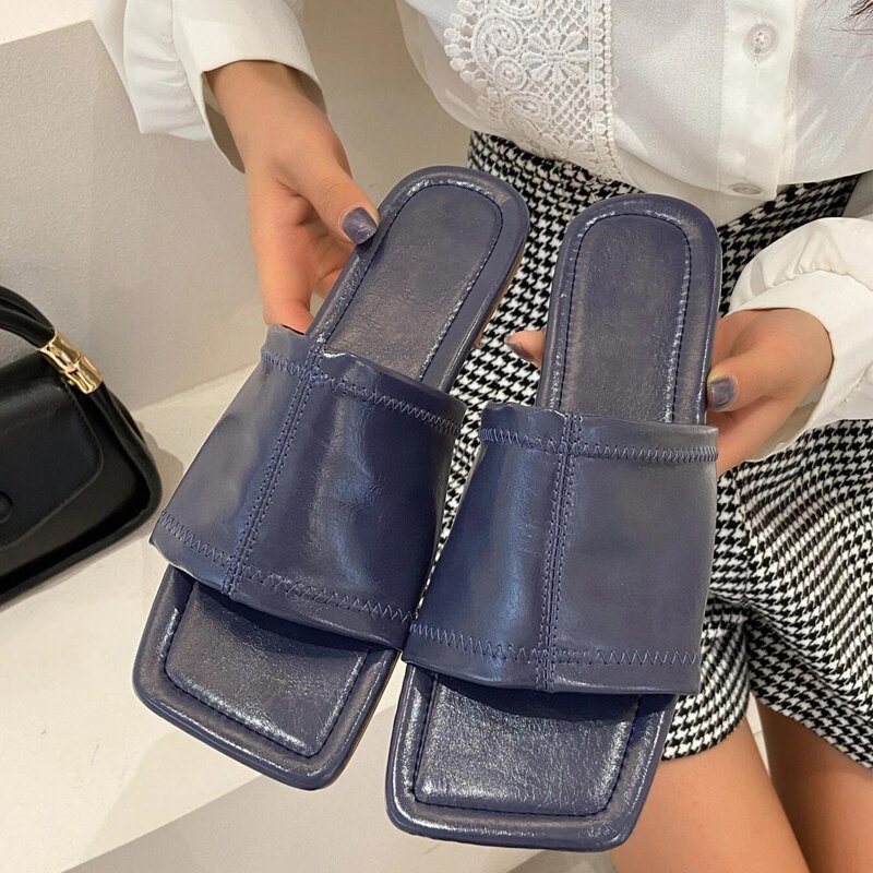 

Wide Band Slide Sandals, Blue
