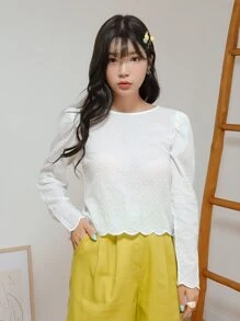 DAZY Top de espalda abierta con cordón de lunares - Blanco - Ver 4