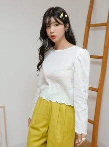 DAZY Top de espalda abierta con cordón de lunares - Blanco - Ver 6