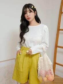 DAZY Top de espalda abierta con cordón de lunares - Blanco - Ver 8