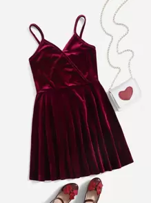 SHEIN Đầm Gái màu trơn Hấp dẫn - Màu Đỏ Sâu - Xem 1